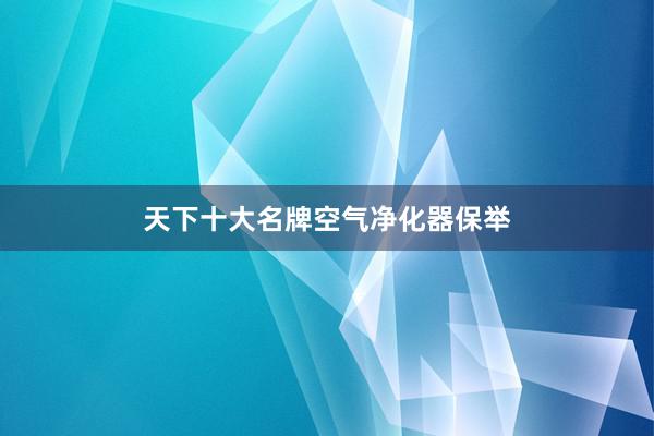 天下十大名牌空气净化器保举